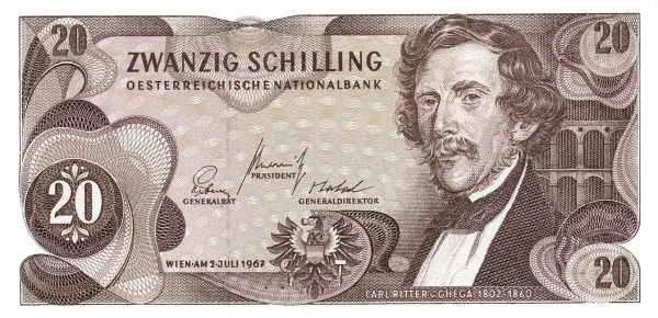 AUSTRIA 20 Schilling 1967 Pick 142 collectible banknote