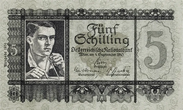 AUSTRIA 5 Schilling 1951 Pick 126 collectible banknote