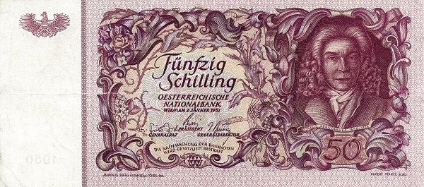 AUSTRIA 50 Schilling 1951 Pick 130 collectible banknote