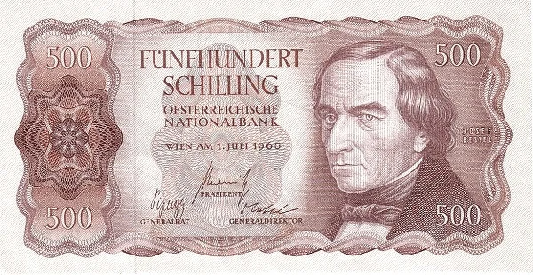 AUSTRIA 500 Schilling 1965 Pick 139 collectible banknote