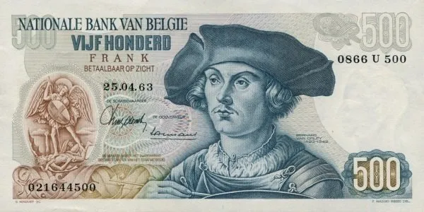 BELGIUM 500 Francs 1961 Pick 135 collectible banknote
